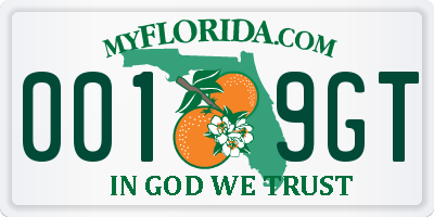 FL license plate 0019GT