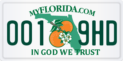 FL license plate 0019HD