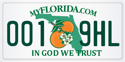 FL license plate 0019HL