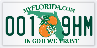FL license plate 0019HM