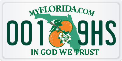 FL license plate 0019HS