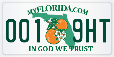 FL license plate 0019HT