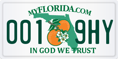 FL license plate 0019HY