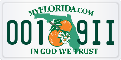 FL license plate 0019II