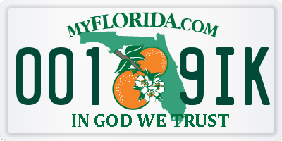 FL license plate 0019IK