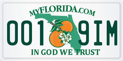 FL license plate 0019IM
