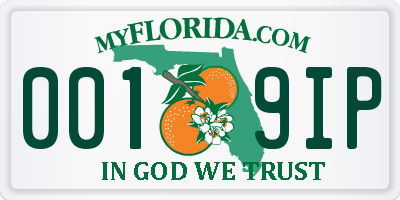 FL license plate 0019IP