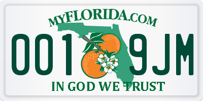 FL license plate 0019JM