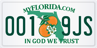 FL license plate 0019JS