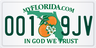 FL license plate 0019JV