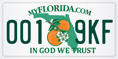FL license plate 0019KF