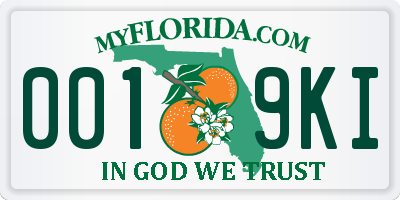 FL license plate 0019KI