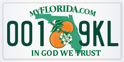 FL license plate 0019KL