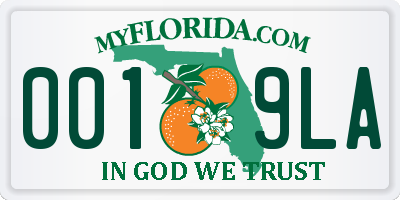 FL license plate 0019LA