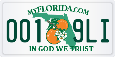 FL license plate 0019LI