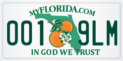 FL license plate 0019LM
