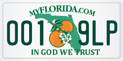 FL license plate 0019LP