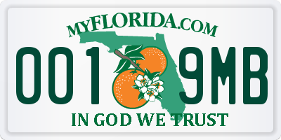 FL license plate 0019MB