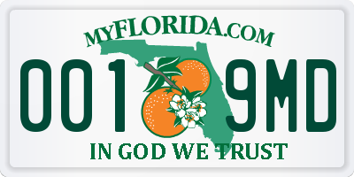 FL license plate 0019MD