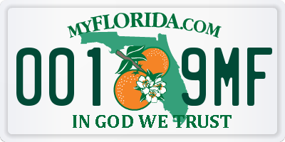 FL license plate 0019MF