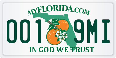 FL license plate 0019MI
