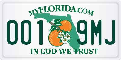 FL license plate 0019MJ