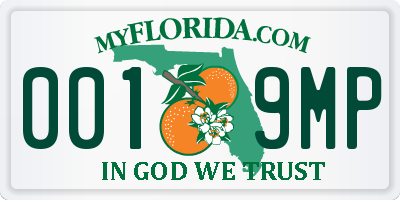 FL license plate 0019MP