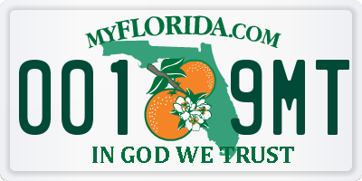 FL license plate 0019MT