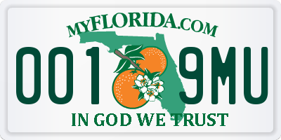 FL license plate 0019MU