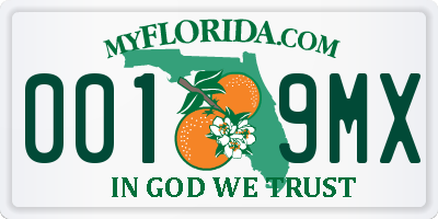 FL license plate 0019MX