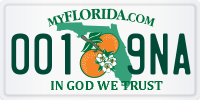 FL license plate 0019NA