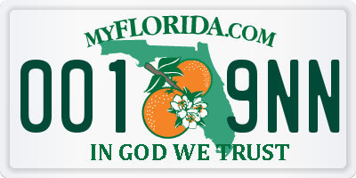 FL license plate 0019NN