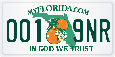FL license plate 0019NR