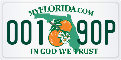FL license plate 0019OP