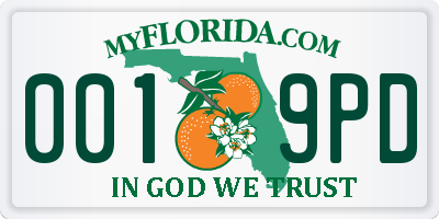 FL license plate 0019PD