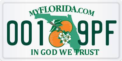 FL license plate 0019PF