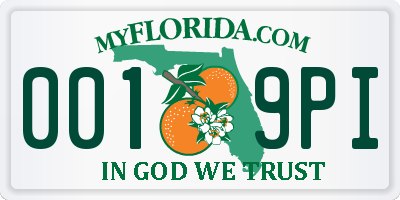 FL license plate 0019PI