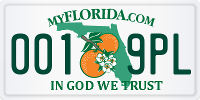 FL license plate 0019PL