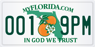 FL license plate 0019PM