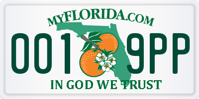 FL license plate 0019PP