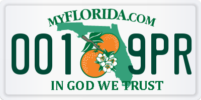 FL license plate 0019PR
