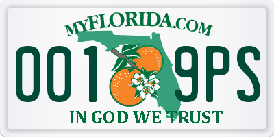 FL license plate 0019PS
