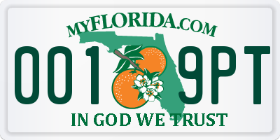 FL license plate 0019PT