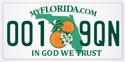 FL license plate 0019QN
