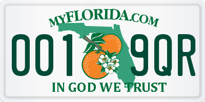 FL license plate 0019QR