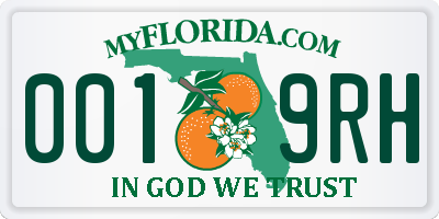 FL license plate 0019RH