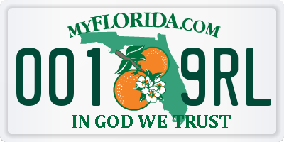 FL license plate 0019RL