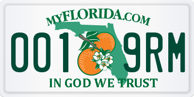 FL license plate 0019RM