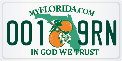 FL license plate 0019RN