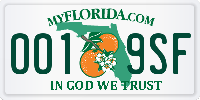 FL license plate 0019SF